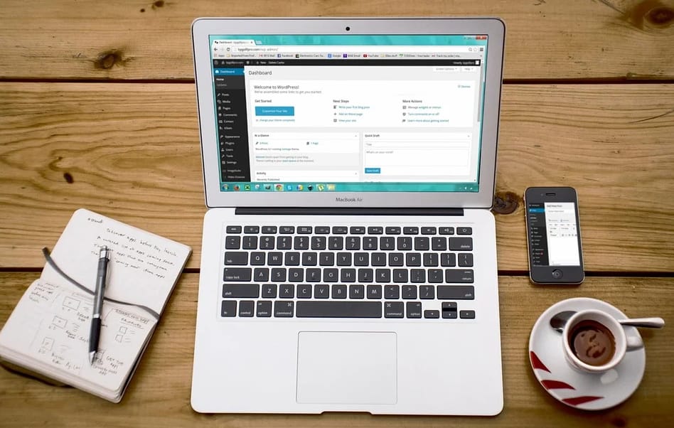 laptop showing wordpress
